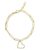 Argento Vivo Heart Charm Link Bracelet In 14k Gold Plated Sterling Silver