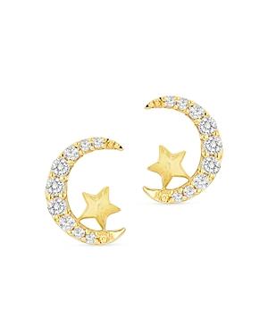 Moon & Meadow 14k Yellow Gold Diamond Moon & Star Stud Earrings - 100% Exclusive