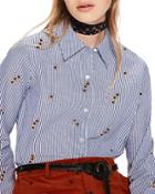 Scotch & Soda Star Embroidered Stripe Button-down Shirt