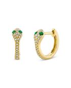 Moon & Meadow 14k Yellow Gold Emerald & Diamond Snake Hoop Earrings - 100% Exclusive