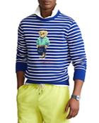 Polo Ralph Lauren Cotton Blend Fleece Stripe Polo Bear Print Classic Fit Crewneck Sweatshirt