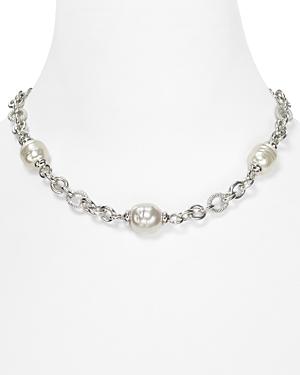 Majorica Simulated Pearl Silver Chain Necklace, 17