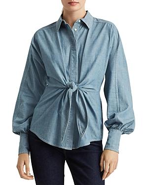 Lauren Ralph Lauren Cotton Chambray Tie Front Shirt