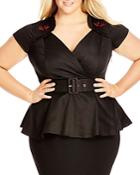 City Chic Embroidered Peplum Top