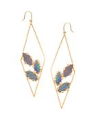 Lana Jewelry 14k Yellow Gold Geometric Opal Hoop Drop Earrings