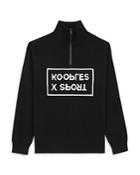 The Kooples Textured Logo Print Half Zip Sweater