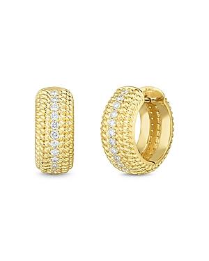 Roberto Coin 18k Yellow Gold Diamond Opera Huggie Hoop Earrings
