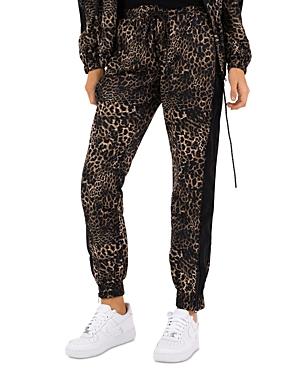 Pam & Gela Leopard Print Tuxedo Stripe Jogger Pants