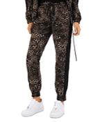 Pam & Gela Leopard Print Tuxedo Stripe Jogger Pants