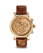 Versace Day Glam Ion-plated Rose Gold Watch With Golden Leather Band, 38mm