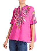 Johnny Was Jessica Embroidered Linen Top