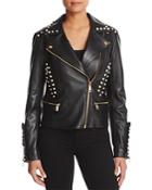 Michael Michael Kors Embellished Leather Moto Jacket