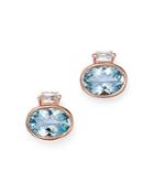 Bloomingdale's Aquamarine & Diamond-accent Stud Earrings In 14k Rose Gold - 100% Exclusive