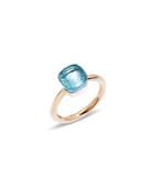 Pomellato Nudo Mini Ring With Faceted Blue Topaz In 18k Rose And White Gold
