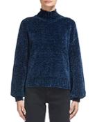 Whistles Chenille Mock-neck Puff-sleeve Sweater