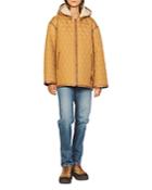 Sandro Markle Leather Trim Hooded Quilted Coat