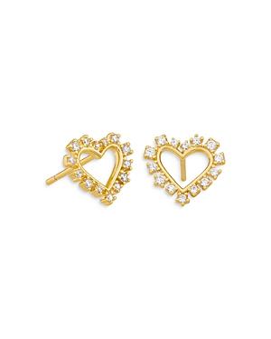 Kendra Scott Ari Pave Open Heart Stud Earrings In 14k Gold Plate