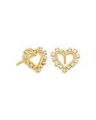 Kendra Scott Ari Pave Open Heart Stud Earrings In 14k Gold Plate