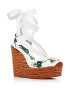Dolce & Gabbana Women's 100 Floral Espadrille Ankle-tie Wedge Sandals