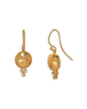 Gurhan 24k Yellow Gold Amulet Diamond Drop Earrings