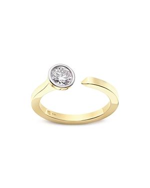 Lightbox Jewelry Solitaire Lab-grown Diamond Open Top Ring In Yellow Gold-plated Sterling Silver