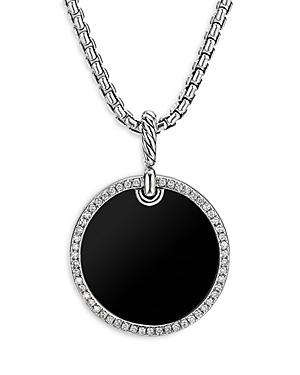 David Yurman Sterling Silver Dy Elements Disc Pendant With Black Onyx & Diamonds