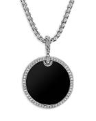 David Yurman Sterling Silver Dy Elements Disc Pendant With Black Onyx & Diamonds