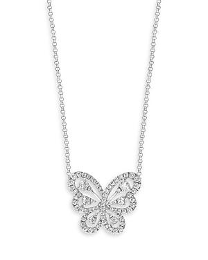 Bloomingdale's Diamond Butterfly Pendant Necklace In 14k White Gold, 0.65 Ct. T.w, 16-17 - 100% Exclusive