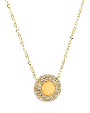 Rachel Reid 14k Yellow Gold Diamond Halo Disc Pendant Necklace, 16