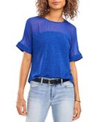 Vince Camuto Mixed Media Illusion Mod Flecks Top
