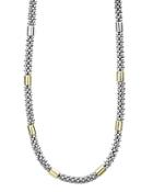Lagos 18k Yellow Gold & Sterling Silver High Bar Station Necklace, 16