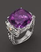John Hardy Sterling Silver & 18k Gold Naga Square Ring With Amethyst