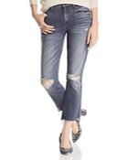 Mother The Insider Chewed Step-hem Cropped Flared Jeans In Pedal To The Metal Destroyed