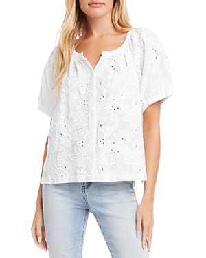 Karen Kane Embroidered Eyelet Peasant Top