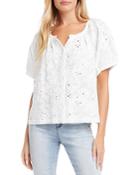 Karen Kane Embroidered Eyelet Peasant Top