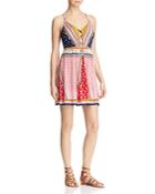 Aqua Patchwork Lace-up Dress - 100% Exclusive