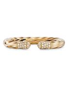 David Yurman 18k Yellow Gold Cable Edge Bangle Bracelet With Diamonds