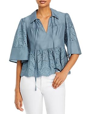 Rebecca Taylor Silk Eyelet Blouse
