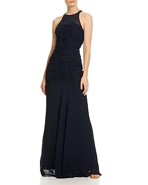 Halston Heritage Cutout Ruched Gown