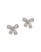 Hueb 18k White Gold Romance Diamond Bow Earrings