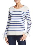Pam & Gela Lace-up Sleeve Striped Sweatshirt