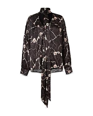 Allsaints Cesey Printed Tie Neck Top