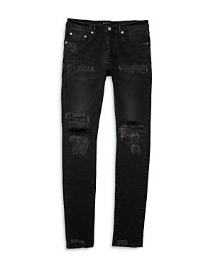 Purple Brand Slim Fit Reflective Repair Jeans In Black Wash