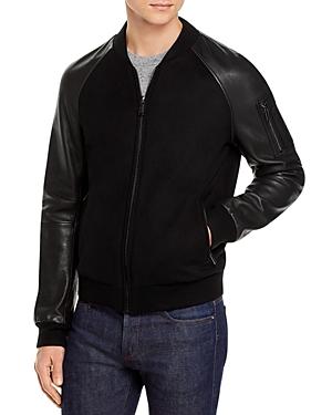 Karl Lagerfeld Paris Leather Bomber Jacket