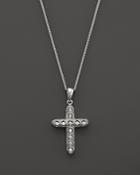 Diamond Milgrain Cross Pendant Necklace In 14k White Gold, .14 Ct. T.w. - 100% Exclusive