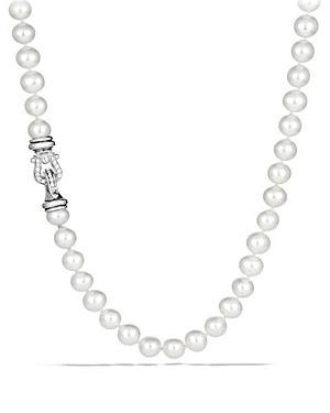 David Yurman Sterling Silver Pearl Collection Necklace With Diamonds, 18