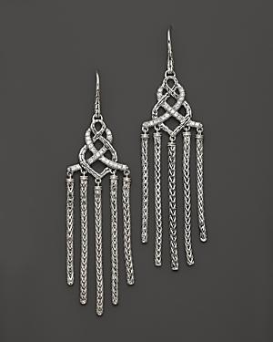 John Hardy Women's Classic Chain Silver Diamond Pave Chandelier Earrings