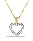 David Yurman Cable Collectibles Heart Pendant With Diamonds In Gold On Chain