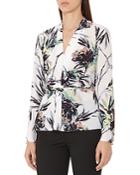 Reiss Maria Twist-front Floral-print Top