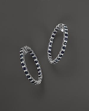 Sapphire And Diamond Inside-out Hoop Earrings In 14k White Gold